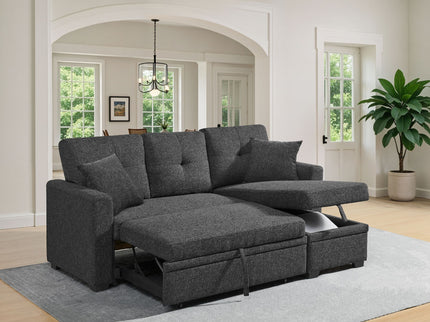 Upholstered Sectional With Pull Out Bed And Chaise Storage