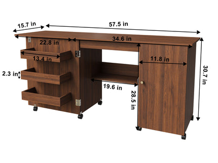 Foldable Sewing Table With Locking Casters