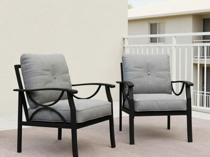 All-Weather Armchairs With Cushions, Modern Sculptural Design (Set of 2)