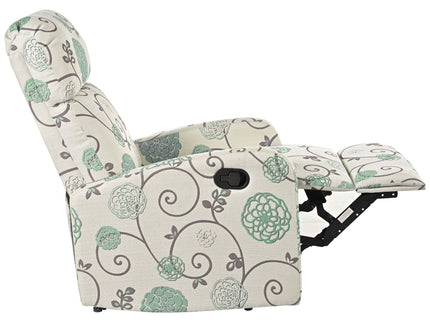 Modern Manual Recliner, Home Theater Chair With Adjustable Backrest For Living Room - Beige / Blue