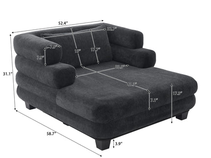 Oversized Chaise Lounge Sofa Bed With Deep Seat And Layered Armrests