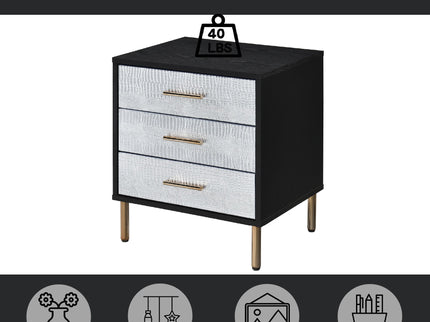 Myles - Nightstand - Black / Gold / Silver