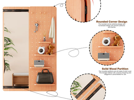 Wall Mounted Full Length Mirror With Shelf And Hook