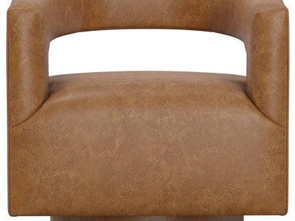 Swivel Accent Chair With Geometric Backrest