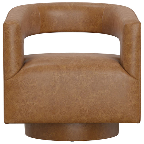 Swivel Accent Chair With Geometric Backrest