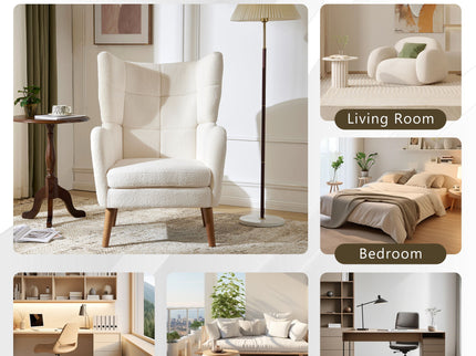 Accent Chair With Birch Wood Legs - White