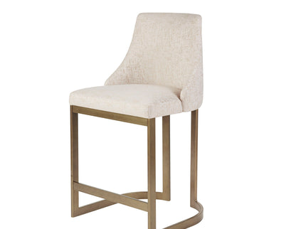 Upholstered Counter Stool With Metal Base - Cream