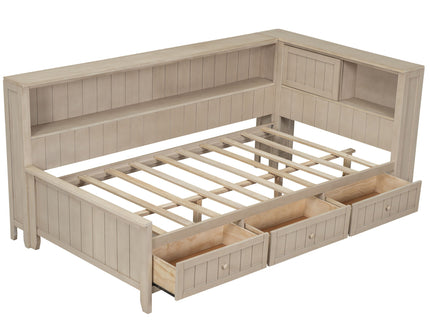 Daybed With Storage Shelves And 3 Drawers
