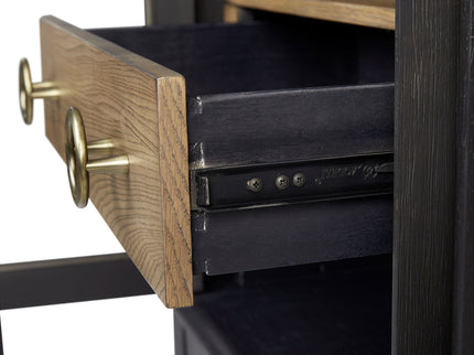 Glass Door Nightstand - Black