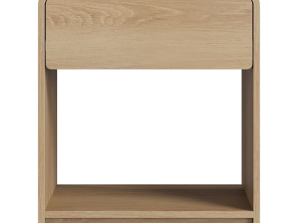 Bedside Table Set With Storage Drawers And Open Shelves, Compact With Rounded Corners (Set of 2) - Oak