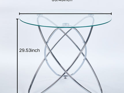 Metal Leg Dining Table With Tempered Glass Top