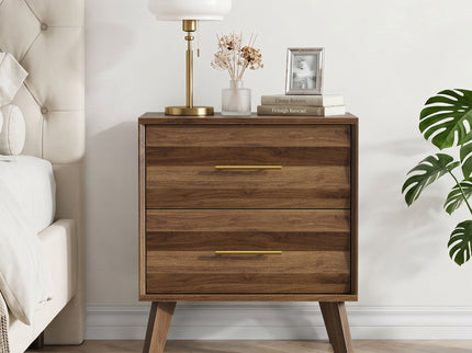 Medieval Double Drawer Bedside Table