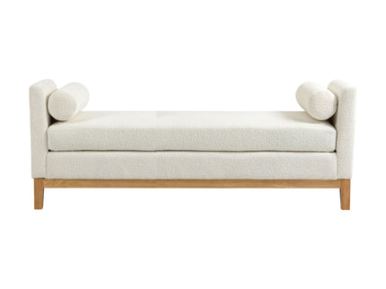 Upholstered End Of Bed Bench With Arms & 2 Bolsters For Bedroom