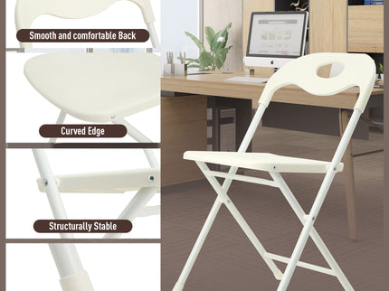 Folding Chairs, Stackable & Waterproof (Set of 4) - White