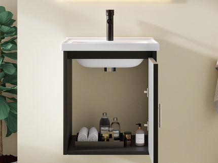 Floating Bathroom Vanity Combo, Wall Mounted Cabinet With Sink & Soft Close Doors For Small Bathrooms