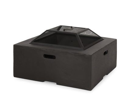 Outdoor Square Mgo Wood Burning Fire Pit - Dark Gray