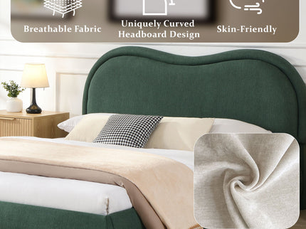 Upholstered Platform Bed Frame With Curved Headboard