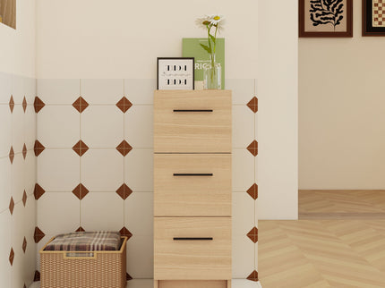Slim Freestanding Bathroom Storage Cabinet, 3 Drawers - Light Oak