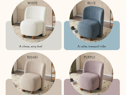 Modern Low Back Accent Upholstered Armless Living Room Chairs, Round Feet