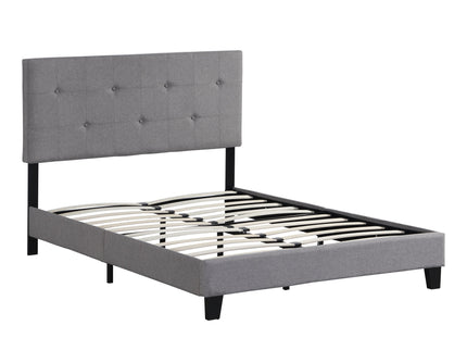 Modern Upholstered Platform Bed Frame With Button Tufted Headboard And Wood Slat Support