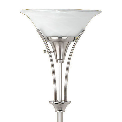 Jessa - Torchiere Floor Lamp With Soft Glass Shade - Silver