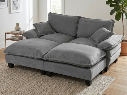 Modular Sectional Sofa With Movable Ottoman & Pillows