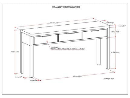 Hollander - Wide Console Table