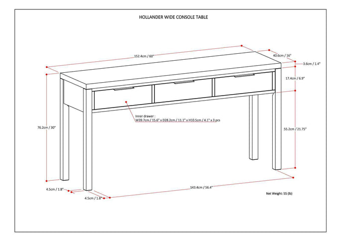 Hollander - Wide Console Table