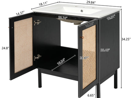 Bathroom Vanity With Soft Closing Mechanism - Black
