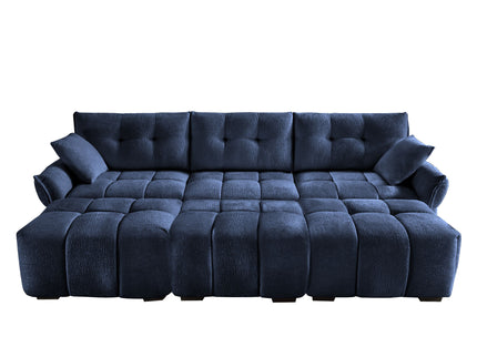 Sofa Set With Ottoman And Pillows, Textured, High Resilience Cushions