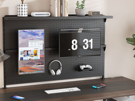 Clamp On Desk Pegboard With Single Monitor Stand