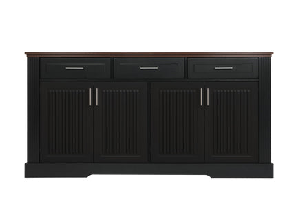 Fluted Sideboard Buffet Cabinet With 4 Doors And 3 Drawers