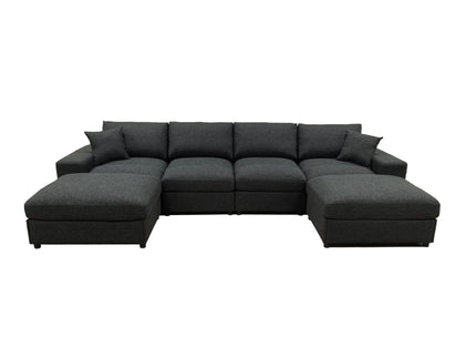 Sectional Sofa With 2 Ottomans And Toss Pillows