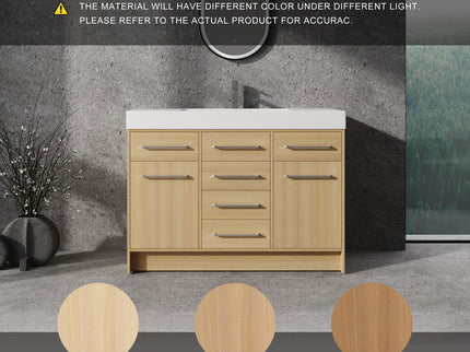 Freestanding Bathroom Vanity With Resin Sink, Soft-Closing Doors And Drawers