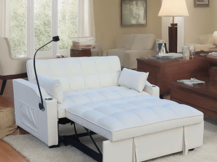 Modern Loveseat With Pullout Bed, Adjustable Reclining Backrest