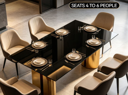 Rectangular Dining Table - Gold / Black