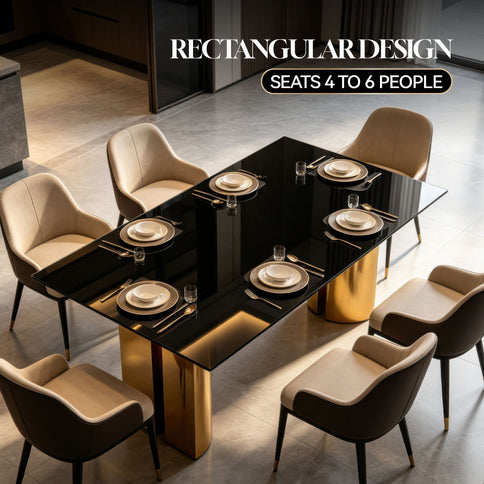 Rectangular Dining Table - Gold / Black