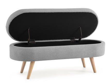 Ottoman Oval Storage Bench With Rubber Wood Legs Linen - Gray