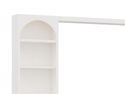 Arched Entertainment Center Wall Unit With 6 Drawers, Large TV Stand With Bookshelves