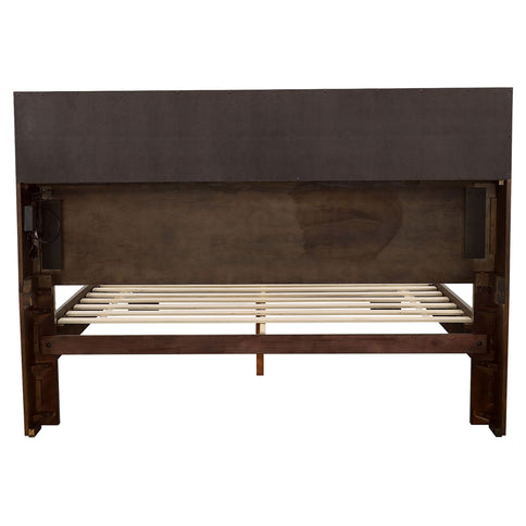 Ardino - California King Bed With Bookcase Headboard - Cappuccino
