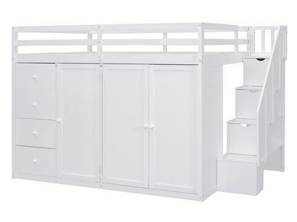 Loft Bed With Built In Wardrobes, Cabinets And Drawers