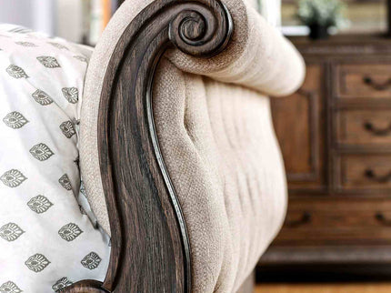 Sleigh Bed With Button Tufted Fabric Headboard And Footboard