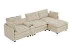 Beige / 2 Pc. Sectional Sofa, Ottoman