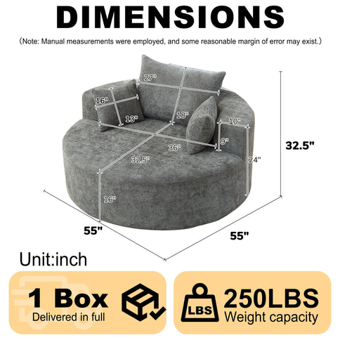 Single Sofa, Sleeper Chair For Living Room - Gray