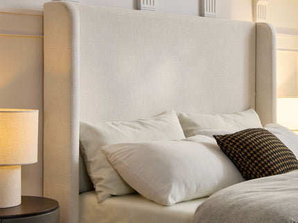Carmen - Full Size Upholstered Wingback Bed - Ivory