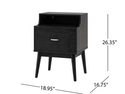 Starla - Wooden Nightstand - Black