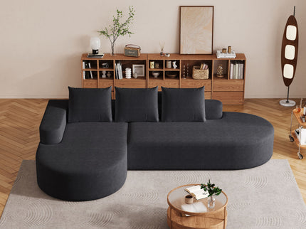 Modern Curved Sofa, L-Shaped Modular Sectional Set With 3 Pillows