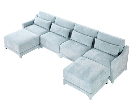 Stylish Sofa With Ottoman And Lumbar Pillows, Ergonomic Design