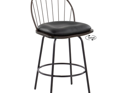 Riley - Claire Farmhouse Fixed Height Counter Stool With Swivel With Round Footrest (Set of 2)