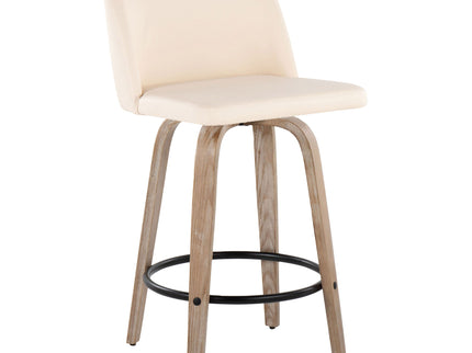 Toriano - Contemporary Fixed-Height Counter Stool & Swivel With Round Footrest (Set of 2)